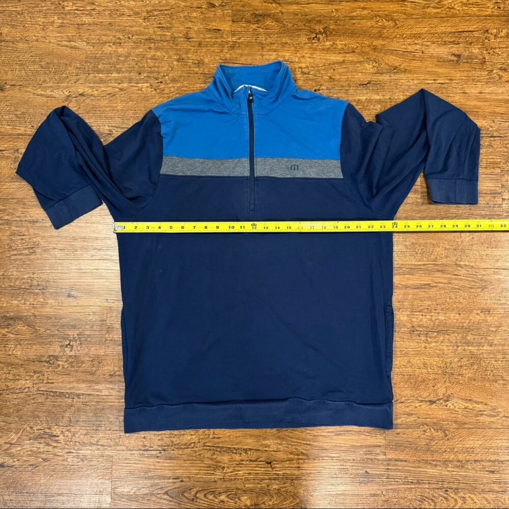 Travis Mathew Blue 1/4 Zip Performance Golf Pullover Sweater Sweatshirt Men's XL - Picture 8 of 9